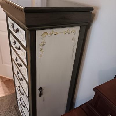 JEWELRY ARMOIRE W/MULTI DRAWERS, 2 SIDE DOORS AND LIFT UP TOP