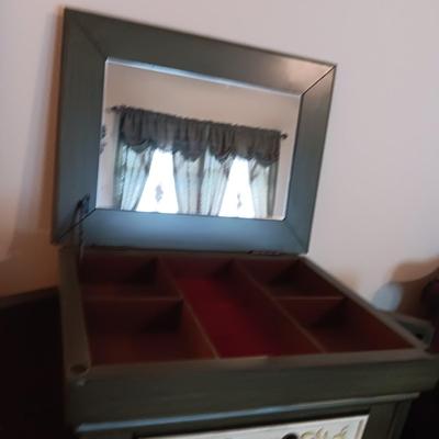 JEWELRY ARMOIRE W/MULTI DRAWERS, 2 SIDE DOORS AND LIFT UP TOP