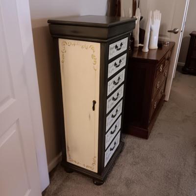 JEWELRY ARMOIRE W/MULTI DRAWERS, 2 SIDE DOORS AND LIFT UP TOP