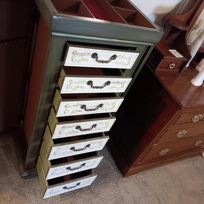 JEWELRY ARMOIRE W/MULTI DRAWERS, 2 SIDE DOORS AND LIFT UP TOP