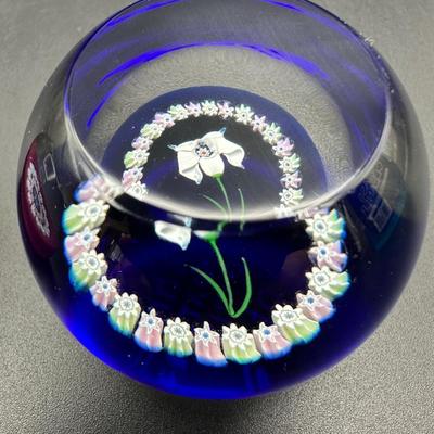 Vintage Caithness Paperweights Iris / Cornflower