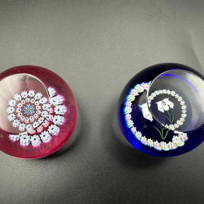 Vintage Caithness Paperweights Iris / Cornflower