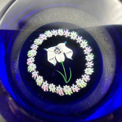 Vintage Caithness Paperweights Iris / Cornflower
