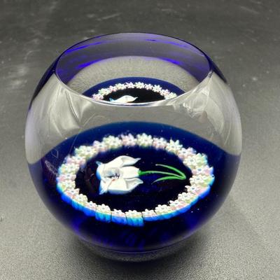 Vintage Caithness Paperweights Iris / Cornflower