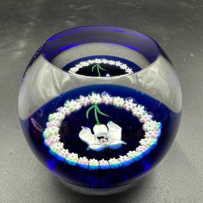 Vintage Caithness Paperweights Iris / Cornflower