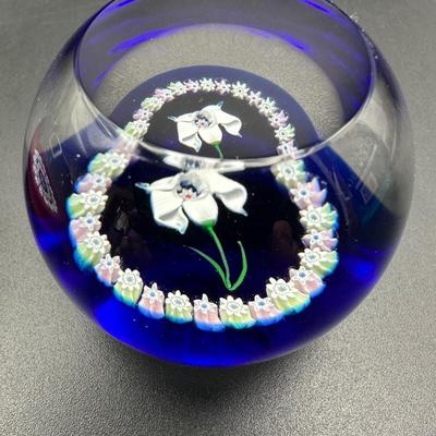 Vintage Caithness Paperweights Iris / Cornflower