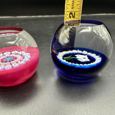 Vintage Caithness Paperweights Iris / Cornflower