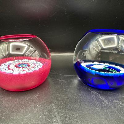 Vintage Caithness Paperweights Iris / Cornflower