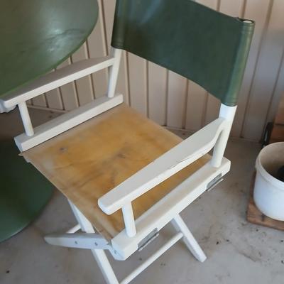 Vintage Director Chairs & Pedestal Patio Table Set