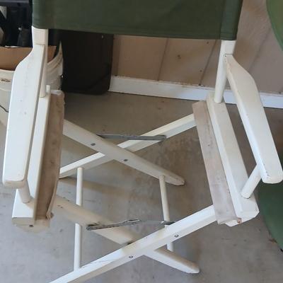 Vintage Director Chairs & Pedestal Patio Table Set
