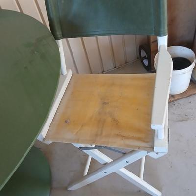 Vintage Director Chairs & Pedestal Patio Table Set