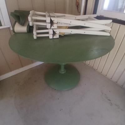 Vintage Director Chairs & Pedestal Patio Table Set