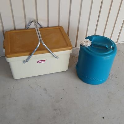 Vintage Coleman Cooler & Reliance Aqua-Tainer Water Jug RETRO Camping!
