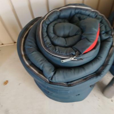 Pair of Vintage Blue Sleeping Bags with Red Interior