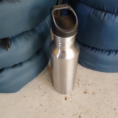 Pair of Vintage Blue Sleeping Bags with Red Interior