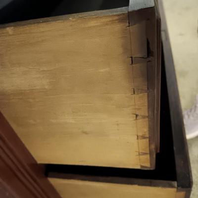 ANTIQUE CHEST WITH BEVELED MIRROR
