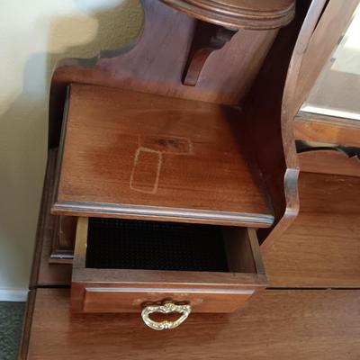 ANTIQUE CHEST WITH BEVELED MIRROR