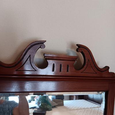 ANTIQUE CHEST WITH BEVELED MIRROR