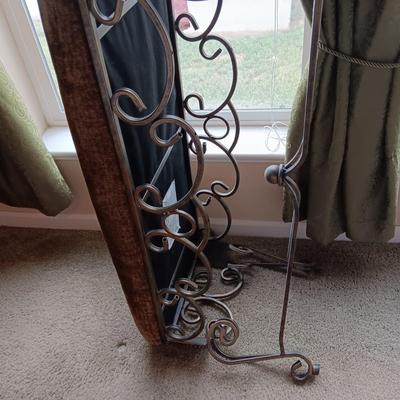 LIGHT OLIVE GREEN UPHOLSTERED BENCH WITH METAL FRAME