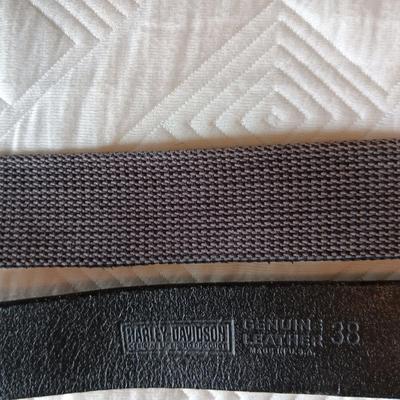 HARLEY DAVIDSON LEATHER BELT (38) STURGIS AND V-NECK TSHIRTS (XL)