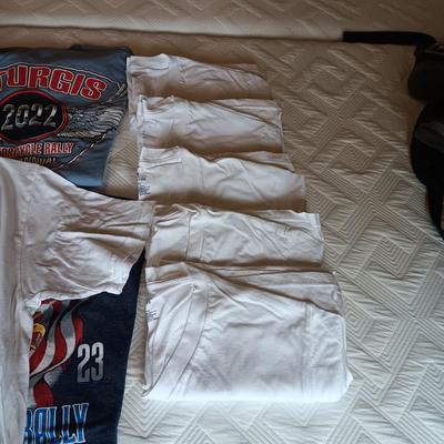 HARLEY DAVIDSON LEATHER BELT (38) STURGIS AND V-NECK TSHIRTS (XL)