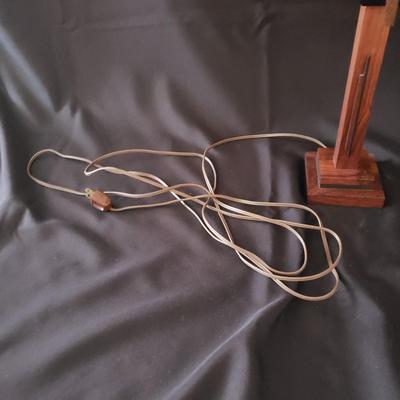 Art Deco Wooden Lamp With Mica & Floral Lampshade (BR3-KD)