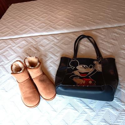 LADIES SHORT BOOTS (8) AND A DISNEY MICKEY MOUSE BAG