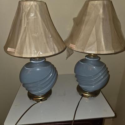 Pair of blue short lamps