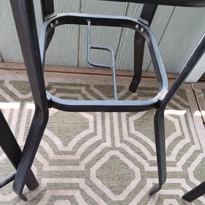 GLASS TOP COUNTER HEIGHT PATIO TABLE W/2 CHAIRS