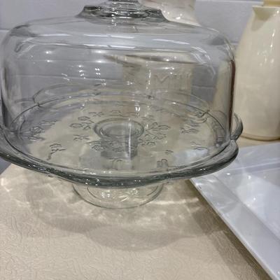 Cake plate, coffee thermos, white platter & more