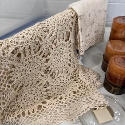 Candles & crochet doilies