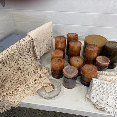 Candles & crochet doilies