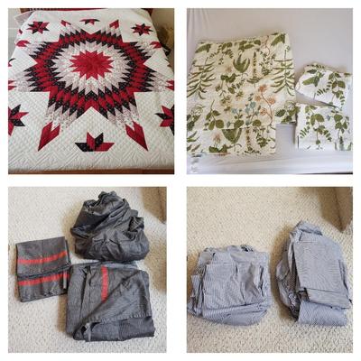 Queen Bedding by Calvin Klein, Brookline, Handmade Quilt and More! (BR3-KD)