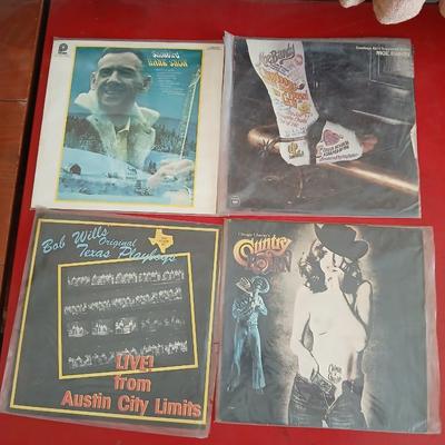 4 Vintage Country Vinyl Records – Hank Snow, Moe Bandy, Bob Wills, Chinga Chavin