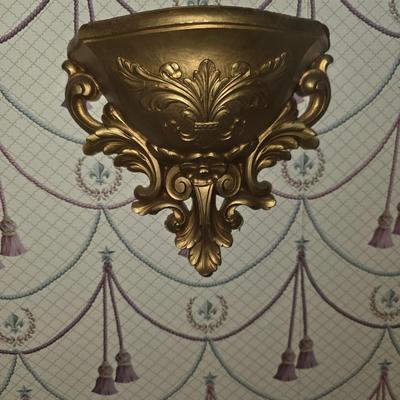 Gold resin sconce pair