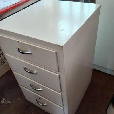 Vintage 4-Drawer wood Storage Cabinet with Chrome Pulls