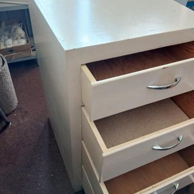 Vintage 4-Drawer wood Storage Cabinet with Chrome Pulls