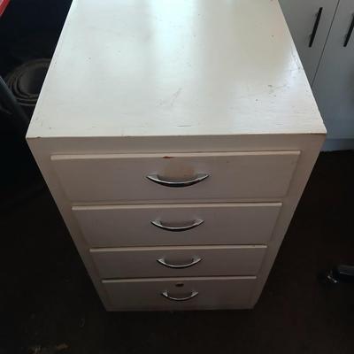 Vintage 4-Drawer wood Storage Cabinet with Chrome Pulls