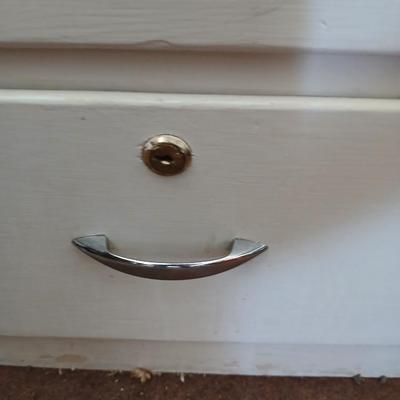 Vintage 4-Drawer wood Storage Cabinet with Chrome Pulls