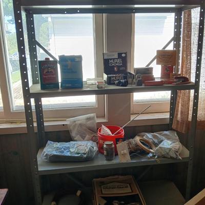 Heavy-Duty 5-Shelf Metal Storage Rack with home hardware contents