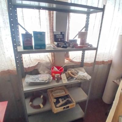 Heavy-Duty 5-Shelf Metal Storage Rack with home hardware contents