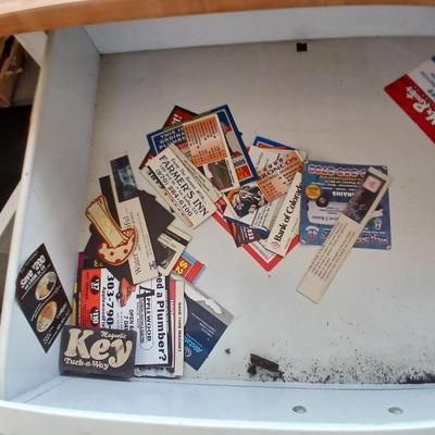 Metal / Enamel like Utility Storage Cabinet with Drawer and Wood Top