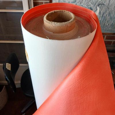 Large Roll of Orange Textured Vinyl Upholstery Fabric