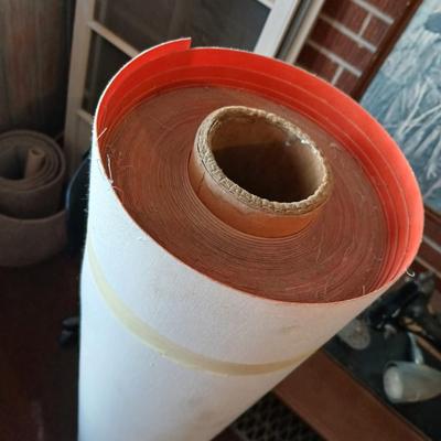 Large Roll of Orange Textured Vinyl Upholstery Fabric