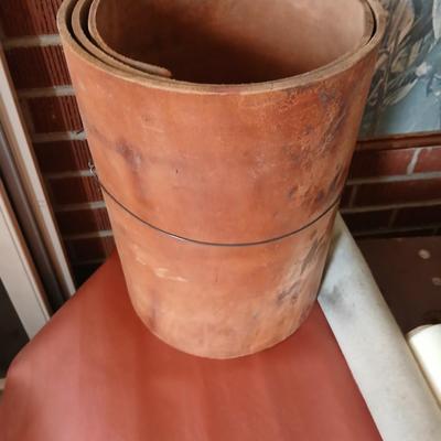 Upholstery and Crafting Materials – Scraps of Vinyl, and small roll of leather