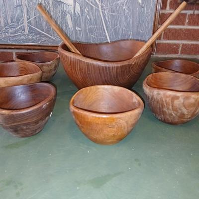 Kalmar Teak Wood Salad Bowl Set – Made in Thailand (9-Piece)