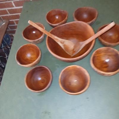 Kalmar Teak Wood Salad Bowl Set – Made in Thailand (9-Piece)