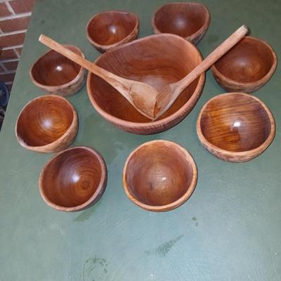 Kalmar Teak Wood Salad Bowl Set – Made in Thailand (9-Piece)