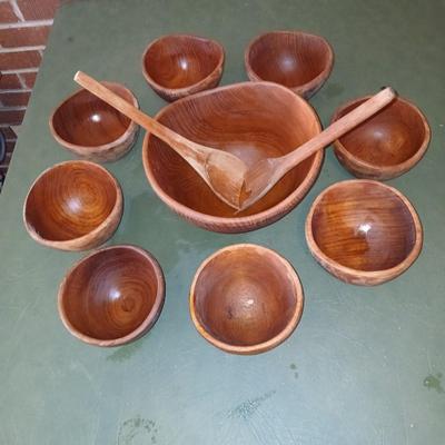 Kalmar Teak Wood Salad Bowl Set – Made in Thailand (9-Piece)