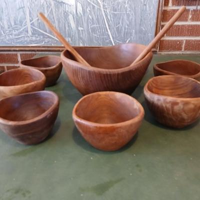 Kalmar Teak Wood Salad Bowl Set – Made in Thailand (9-Piece)